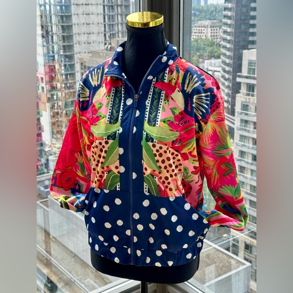 🆕 FARM Rio 🧿 NWT Jacqueta "Divertidamente Azul" - Women's Training Jacket Sz S - Picture 4 of 16